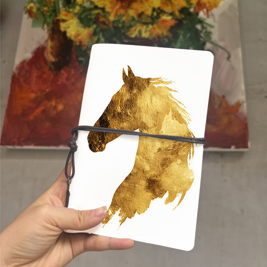  Vintage A6 Campus Notebook Blank Pages, Retro Paper Great for Lecture Notes, Professor Lesson Plans & Back-to-School Must-Have with Golden 