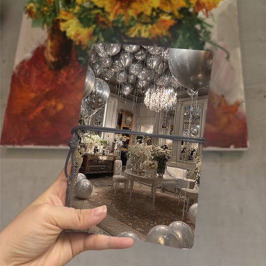  Vintage A6 College Notebook Thick Yellow Paper Great for Class Notes, Professor Lesson Plans & Back-to-College Must-Have with Silver balloo