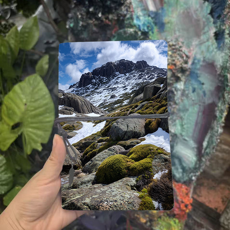  A6 College Teacher Log Book Thick Paper, Durable Perfect for Lesson Plans, Lecture Notes & Back-to-Campus Use with Mountain, rocks, snow, v