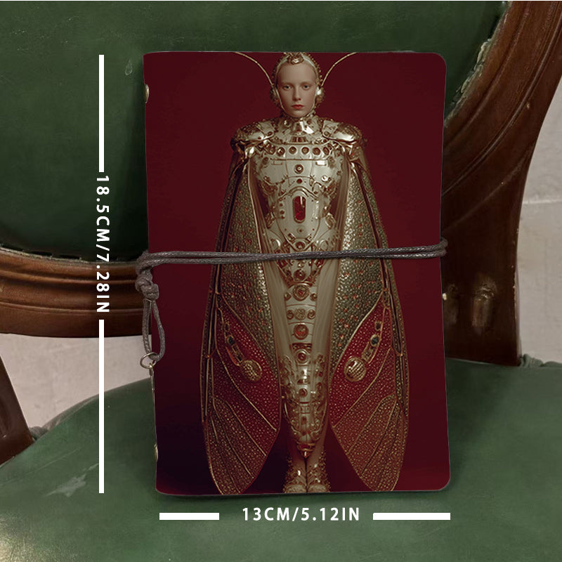  A6 Campus Teacher Notebook Vintage Style Perfect for Lesson Prep, Class Notes & Back-to-Campus Essential with Human - insect hybrid robot M