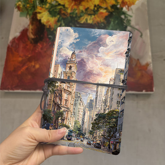  Vintage A6 College Lecture Planner Thick Yellow Paper Great for Teacher Lesson Logs, Class Notes & Back-to-College Must-Have with Buildings