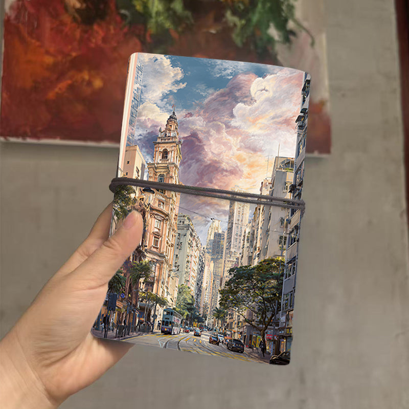  Vintage A6 College Lecture Planner Thick Yellow Paper Great for Teacher Lesson Logs, Class Notes & Back-to-College Must-Have with Buildings