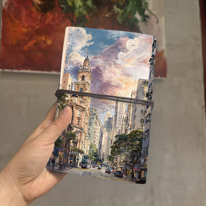  Vintage A6 College Lecture Planner Thick Yellow Paper Great for Teacher Lesson Logs, Class Notes & Back-to-College Must-Have with Buildings