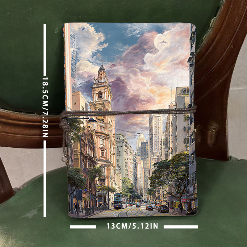  Vintage A6 College Lecture Planner Thick Yellow Paper Great for Teacher Lesson Logs, Class Notes & Back-to-College Must-Have with Buildings