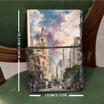  Vintage A6 College Lecture Planner Thick Yellow Paper Great for Teacher Lesson Logs, Class Notes & Back-to-College Must-Have with Buildings