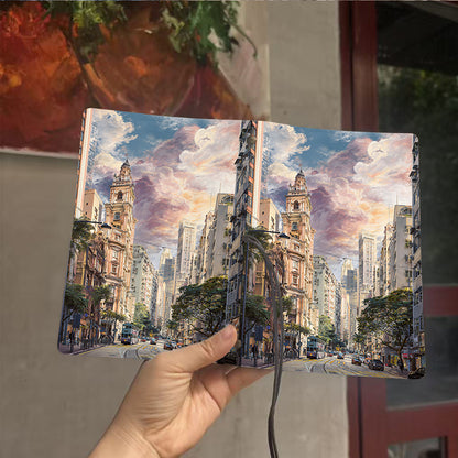  Vintage A6 College Lecture Planner Thick Yellow Paper Great for Teacher Lesson Logs, Class Notes & Back-to-College Must-Have with Buildings