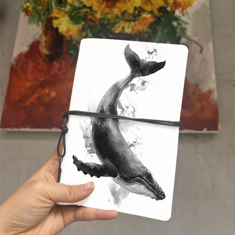 A6 College Teacher Prep Book Thick Paper, Vintage Design Perfect for Lesson Plans, Class Notes & Back-to-Campus Use with A whale in ink - w