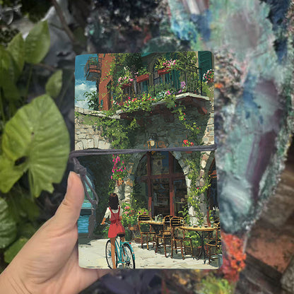  A6 University Teacher Notebook Thick Paper, Durable Perfect for Lesson Plans, Class Logs & Back-to-Campus Essential with Girl, bicycle, flo