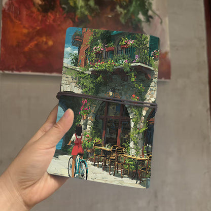  A6 University Teacher Notebook Thick Paper, Durable Perfect for Lesson Plans, Class Logs & Back-to-Campus Essential with Girl, bicycle, flo