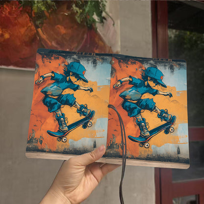  Vintage A6 College Notebook Blank Pages Great for Lecture Notes, Teacher Prep Logs & Back-to-College Must-Have with Skateboarder, cap, t - 