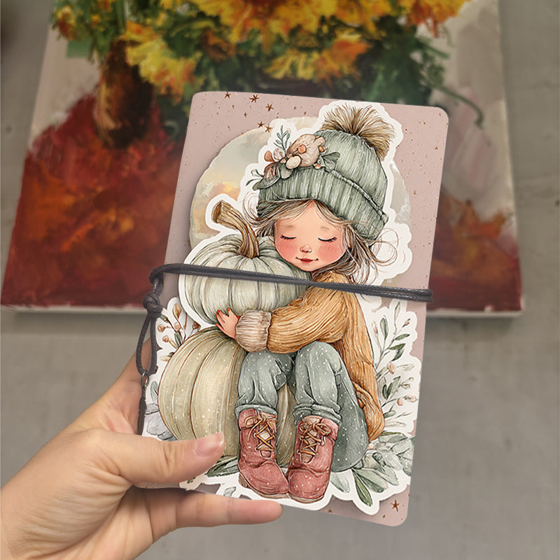  A6 Campus Lecture Notebook Retro Style, Thick Paper Perfect for Class Notes, Teacher Prep Logs & Back-to-Campus Essential with Girl, hat, s