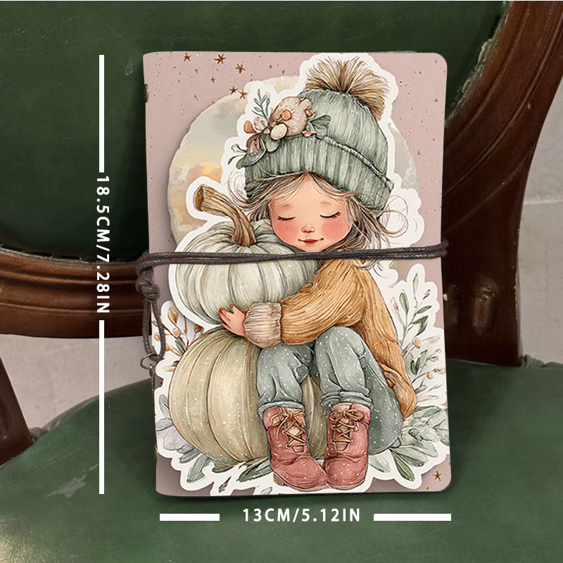  A6 Campus Lecture Notebook Retro Style, Thick Paper Perfect for Class Notes, Teacher Prep Logs & Back-to-Campus Essential with Girl, hat, s