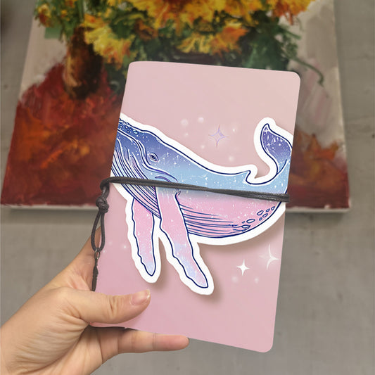  A6 University Class Notebook Thick Yellow Paper Ideal for Teacher Prep Books, Class Logs & Back-to-School Essential with Whale with star - 