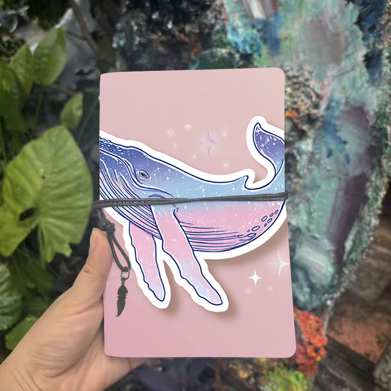  A6 University Class Notebook Thick Yellow Paper Ideal for Teacher Prep Books, Class Logs & Back-to-School Essential with Whale with star - 