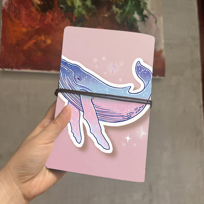  A6 University Class Notebook Thick Yellow Paper Ideal for Teacher Prep Books, Class Logs & Back-to-School Essential with Whale with star - 