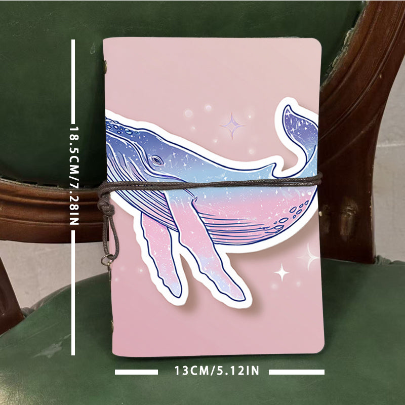  A6 University Class Notebook Thick Yellow Paper Ideal for Teacher Prep Books, Class Logs & Back-to-School Essential with Whale with star - 