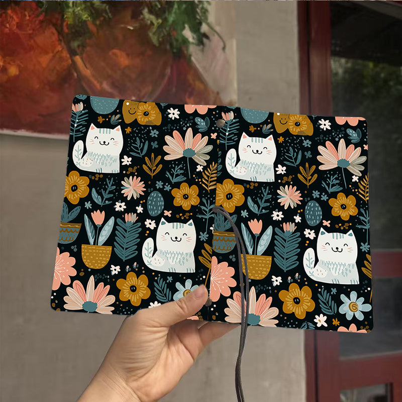  A6 College Teacher Log Book Vintage Design, Blank Pages Perfect for Lesson Plans, Lecture Notes & Back-to-Campus Must-Have with Cats, flowe