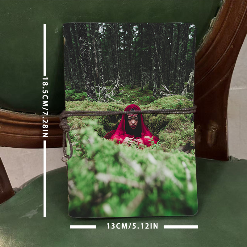  A6 Campus Lecture Log Thick Paper, Vintage Design Ideal for Teacher Prep Logs, Class Notes & Back-to-School Must-Have with Woman, red cloak