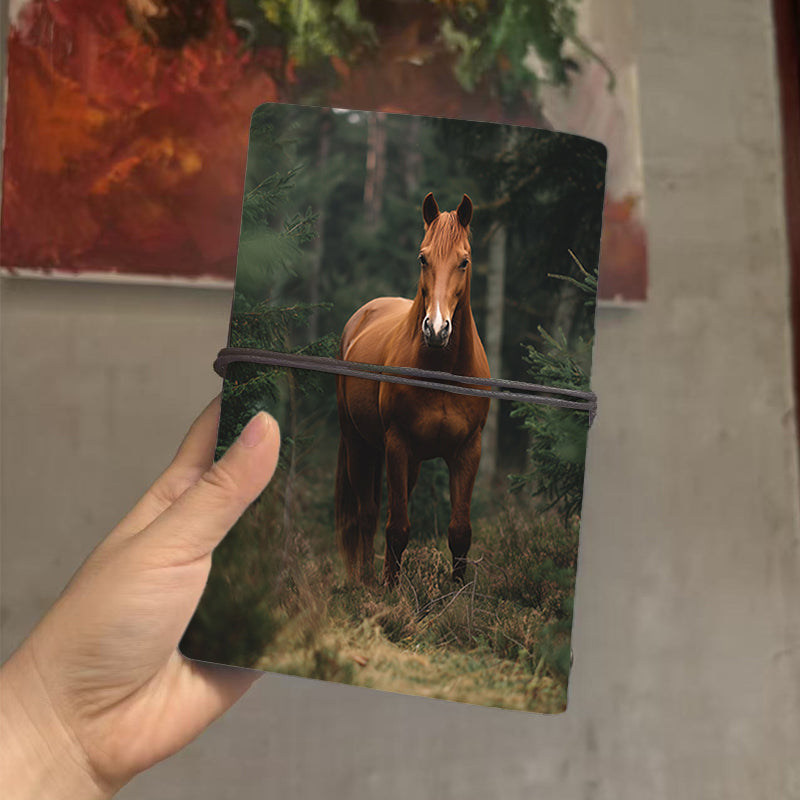  A6 2025 Weekly Record Book 80 Sheets Thick, Creative Simple Suitable for School/Office, Ideal Daily Agenda Planner with Brown horse in fore