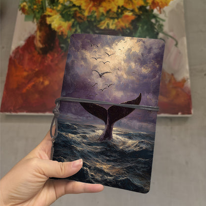  2025 A6 Daily Agenda Planner 160 Pages Thick, Trendy Design Easy to Use for School & Office, Perfect Weekly Notebook with Whale tail, sea, 