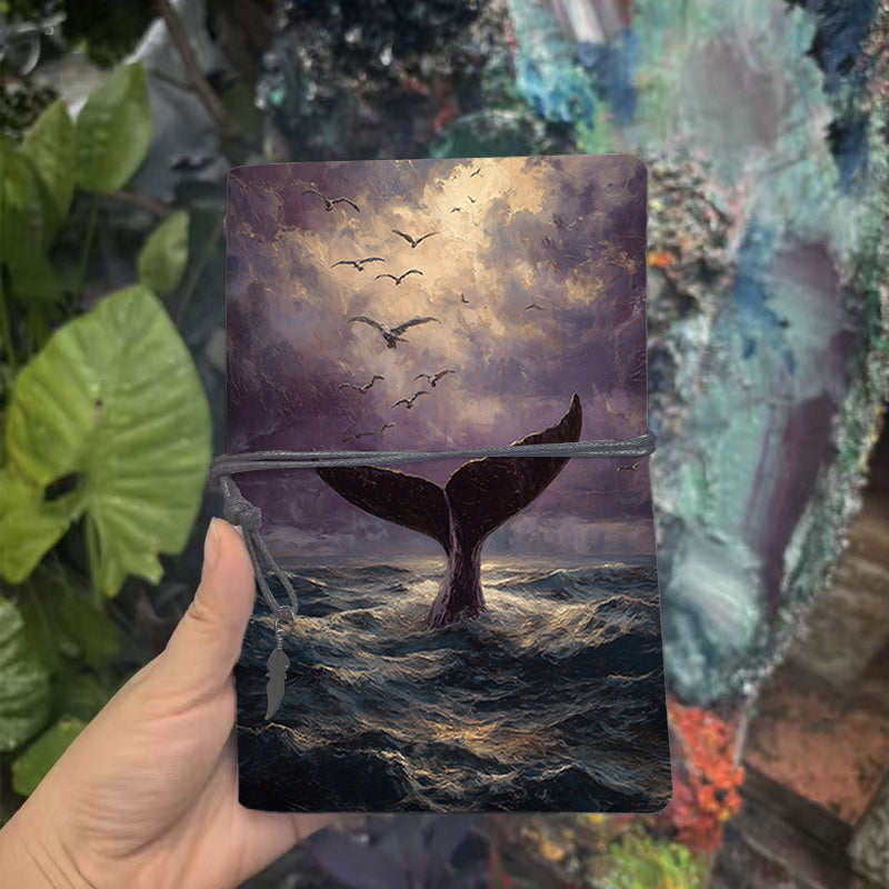  2025 A6 Daily Agenda Planner 160 Pages Thick, Trendy Design Easy to Use for School & Office, Perfect Weekly Notebook with Whale tail, sea, 