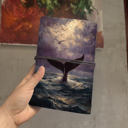  2025 A6 Daily Agenda Planner 160 Pages Thick, Trendy Design Easy to Use for School & Office, Perfect Weekly Notebook with Whale tail, sea, 