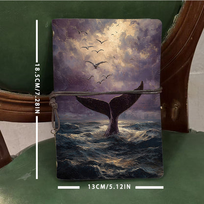  2025 A6 Daily Agenda Planner 160 Pages Thick, Trendy Design Easy to Use for School & Office, Perfect Weekly Notebook with Whale tail, sea, 