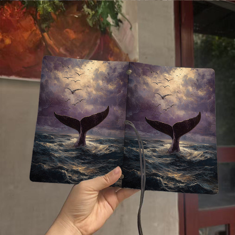  2025 A6 Daily Agenda Planner 160 Pages Thick, Trendy Design Easy to Use for School & Office, Perfect Weekly Notebook with Whale tail, sea, 