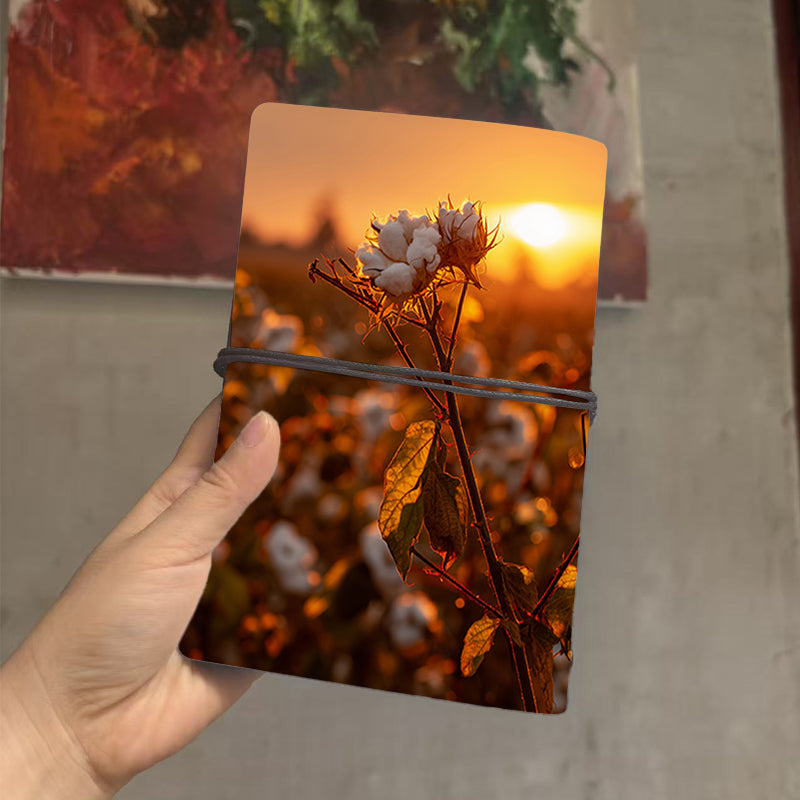  A6 2025 Daily Agenda Log 160 Pages Thick, Creative Design Suitable for School/Office, Ideal Weekly Record Book with Cotton, leaves, stem, s