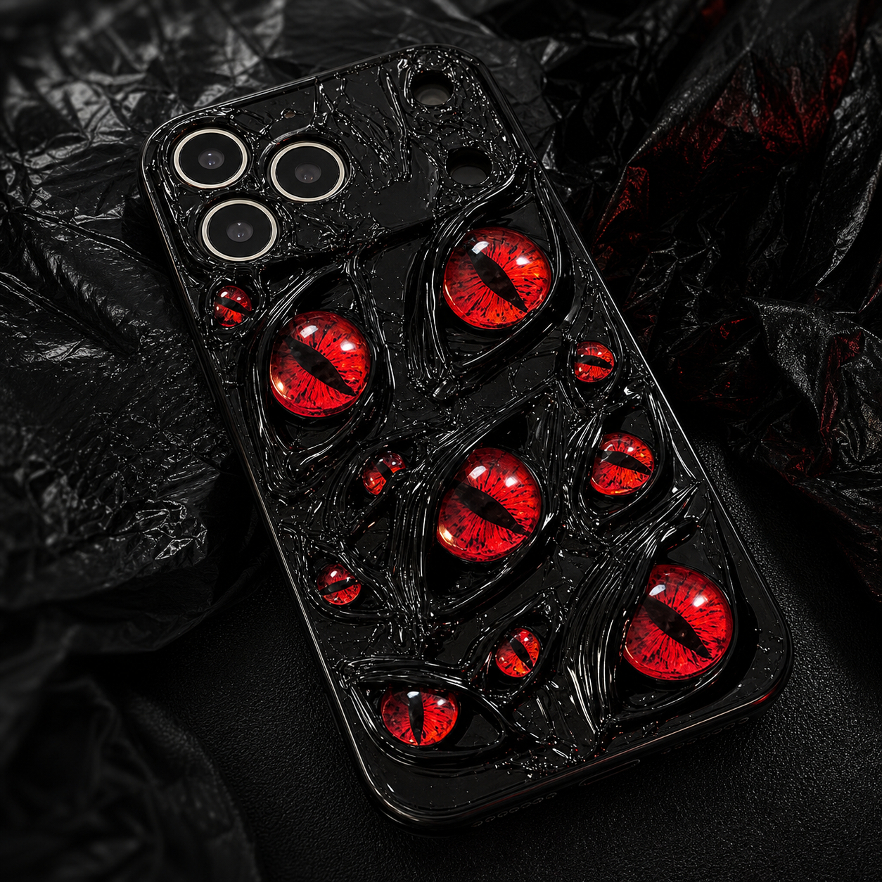 Vintage Multi Red Demon Eyes Phone Case, Shockproof Hard Shell, Creative Full Coverage Original Design, Compatible with iPhone