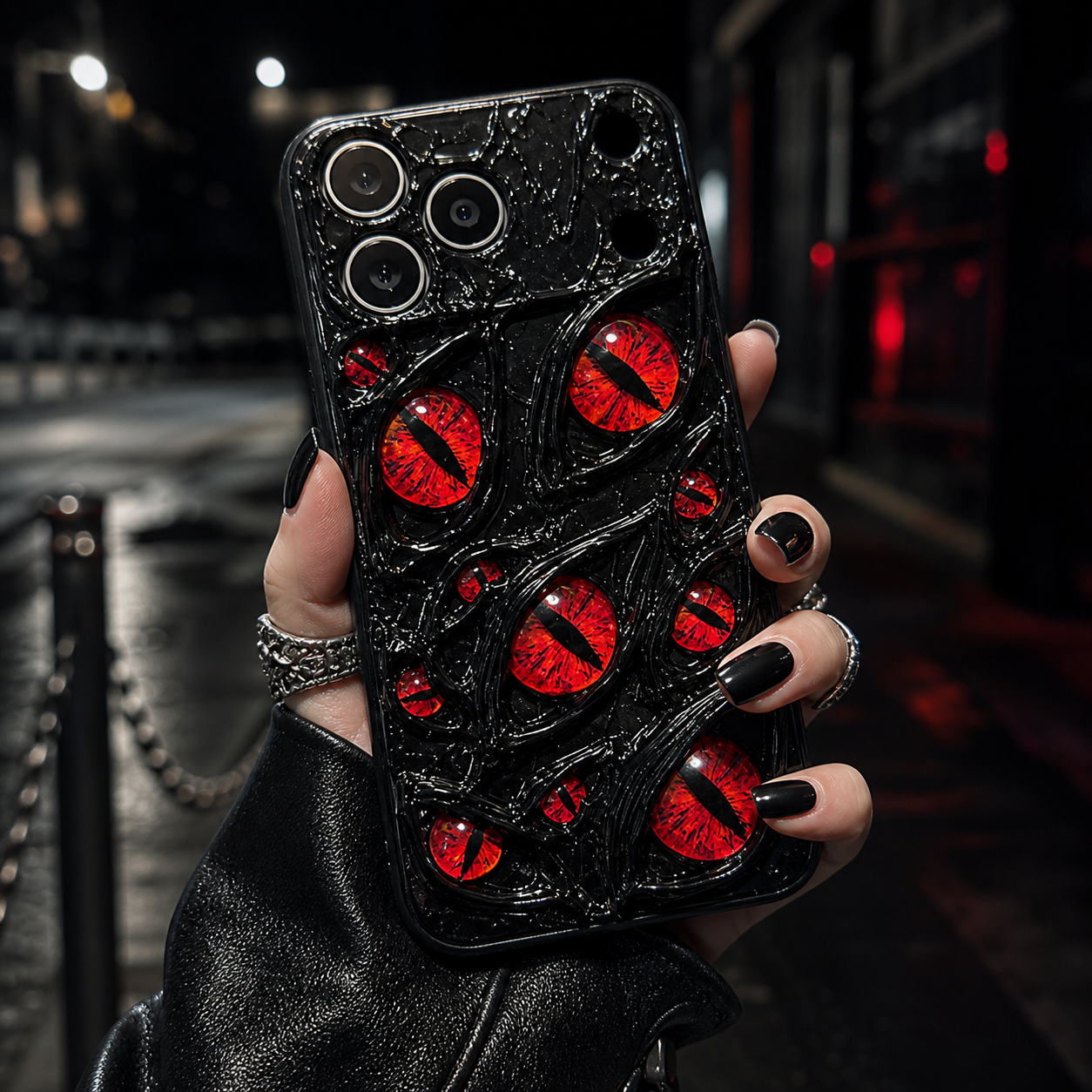 Vintage Multi Red Demon Eyes Phone Case, Shockproof Hard Shell, Creative Full Coverage Original Design, Compatible with iPhone