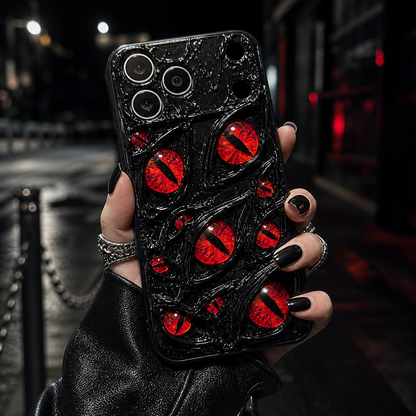 Vintage Multi Red Demon Eyes Phone Case, Shockproof Hard Shell, Creative Full Coverage Original Design, Compatible with iPhone
