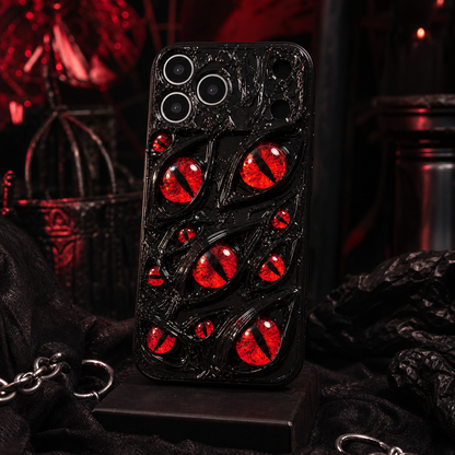 Vintage Multi Red Demon Eyes Phone Case, Shockproof Hard Shell, Creative Full Coverage Original Design, Compatible with iPhone