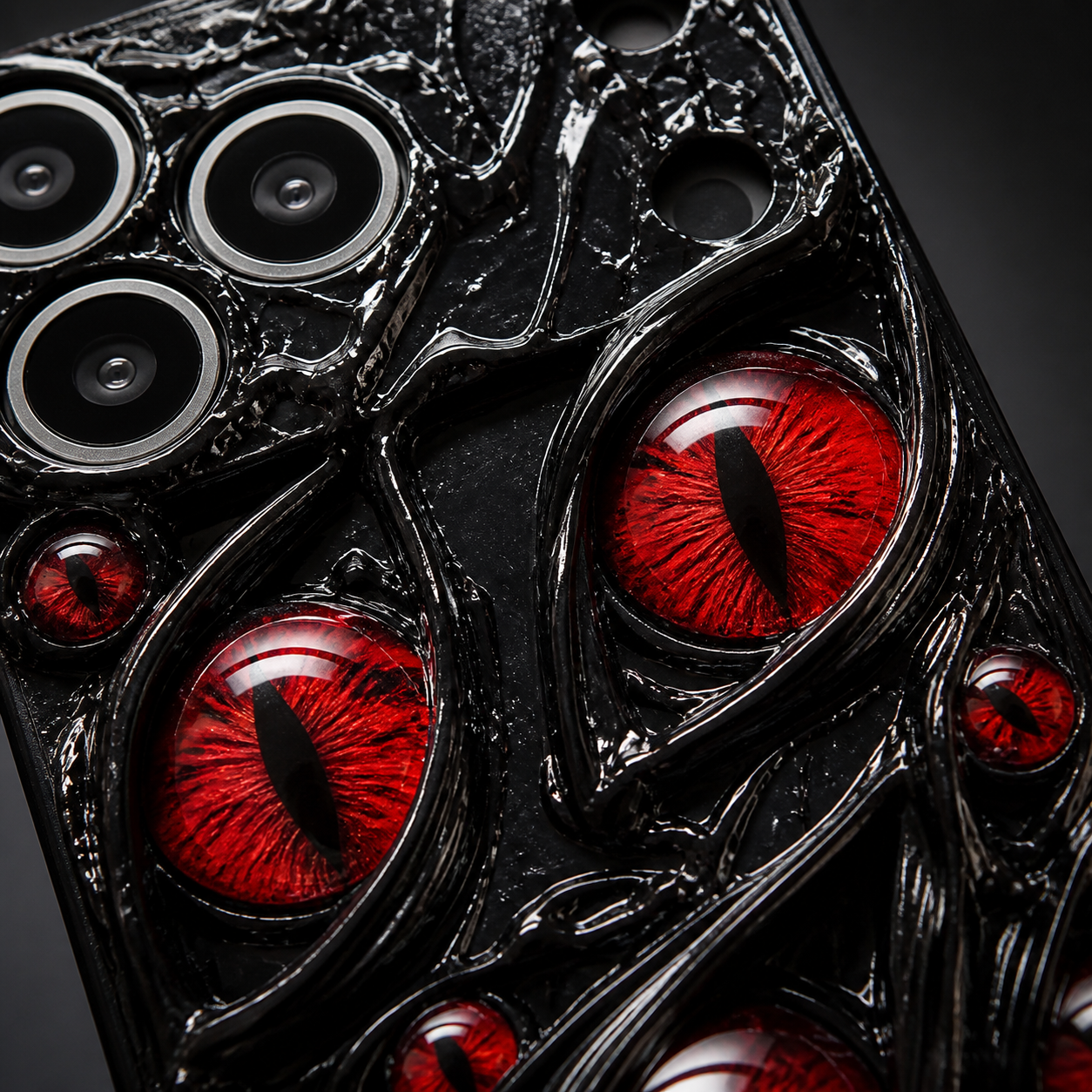 Vintage Multi Red Demon Eyes Phone Case, Shockproof Hard Shell, Creative Full Coverage Original Design, Compatible with iPhone