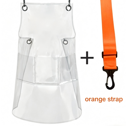 Transparent TPU waterproof apron for high-end salons, specially designed for hairdressers. It features a hair dyeing, perming, styling and cutting service. It is a non-staining work uniform
