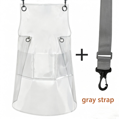 Transparent TPU waterproof apron for high-end salons, specially designed for hairdressers. It features a hair dyeing, perming, styling and cutting service. It is a non-staining work uniform