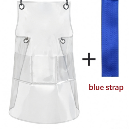 Transparent TPU waterproof apron for high-end salons, specially designed for hairdressers. It features a hair dyeing, perming, styling and cutting service. It is a non-staining work uniform