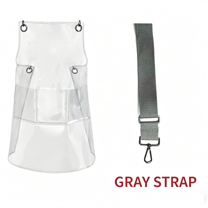 Transparent TPU waterproof apron for high-end salons, specially designed for hairdressers. It features a hair dyeing, perming, styling and cutting service. It is a non-staining work uniform